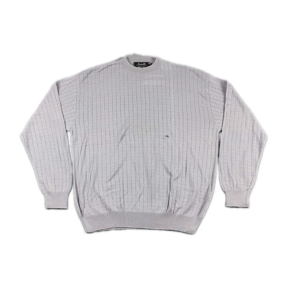 NWT Mercello Italy Luxury Textured Crew Neck Preppy Sweater Mens Zs XXL Gray